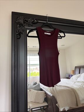 Zara Sleeveless Ribbed Tank Top in Deep Wine